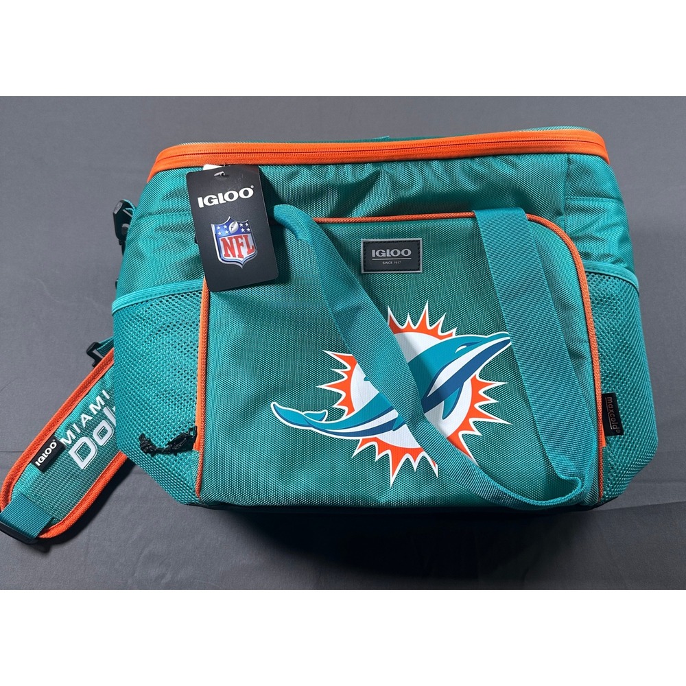 NFL Miami Dolphins Igloo MaxCold 28 Can Soft‎ Sided Cooler Bag Teal Orange NEW